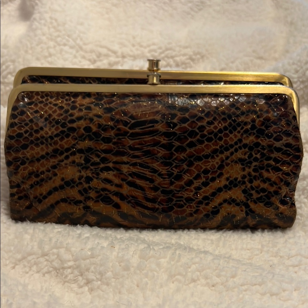HOBO Lauren Snakeskin Wallet with Gold-Tone Frame